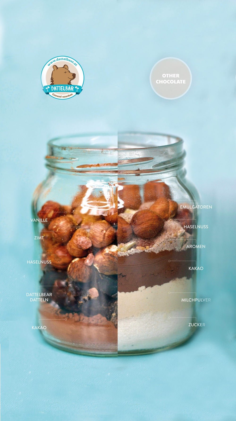 Dattel - Schokolade BIO – mit Haselnussnougat - DATTELBAER